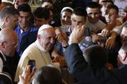Pope Francis arrives for meeting with priests, men and women religious and seminarians in Sacred Heart Cathedral in Sarajevo, Bosnia-Herzegovina, June 6.