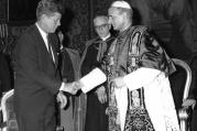 President John F. Kennedy with Pope Paul VI at the Vatican on July 2, 1963. 