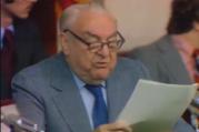 Sen. Sam Ervin opens the Watergate hearings in 1973.