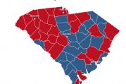 Mitt Romney won 55 percent in South Carolina in 2012, running strongest in the northwestern part of the state. (Map from NBCNews.com)