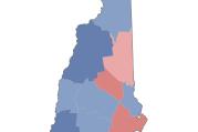 Barack Obama won 52 percent in New Hampshire in 2012, running strongest in the western part of the state. (Map from NYTimes.com)