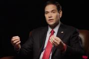 Republican Marco Rubio sees a "clash of civilizations," but Democrat Barack Obama has been avoiding that phrase. (Image from Marco Rubio campaign video, via YouTube.) 