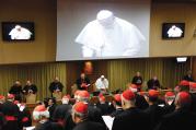 ￼CLUTCH OF CARDINALS. Cardinals discuss reform of the Roman Curia before the consistory on Feb. 14.
