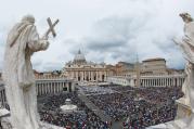 "Priests, Bishops, Popes": Pope Francis celebrates the canonization Mass for Sts. John XXIII and John Paul II in St. Peter’s square on April 27.