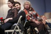 AN IRISH CATHOLIC THANKSGIVING. Sarah Steele, Arian Moayed and Jayne Houdyshell in "The Humans" (Photo: Joan Marcus).