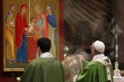 Pope Francis uses incense to venerate an icon of the Presentation of Jesus as he celebrates a Mass to open the extraordinary Synod of Bishops on the family in St. Peter's Basilica at the Vatican Oct. 5. (CNS photo/Paul Haring)