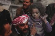 After an air strike in Aleppo
