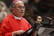 Archbishop Anthony S. Apuron of Agana, Guam, gives the homily during an Oct. 22, 2012 Mass of thanksgiving in St. Peter's Basilica at the Vatican for the canonization of St. Pedro Calungsod. Photo by Paul Haring, courtesy of Catholic News Service