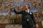 Gianni Crea, chief key keeper at the Vatican, in the Sistine Chapel with the bunch of keys he uses to access all rooms in the museum, on Oct. 6, 2016. Photograph by Chris Warde-Jones