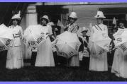 Members of the Women's Political Union promote a march in the early 20th century (Library of Congress)
