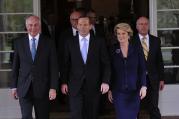 Prime Minister Tony Abbott and ministry leaving the swearing in ceremony (Photo via Wikimedia Commons)
