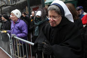 Nun prays outside abortion clinic in New York. (CNS photo/Gregory A. Shemitz) 