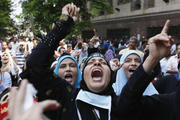 Supporters of ousted Egyptian President Mohammed Morsi take part in a protest near Ennour Mosque in Cairo Aug. 16, 2013.