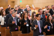 Members of the Catholic Association of Latino Leaders gather for Mass at the start of their annual meeting in Los Angeles on Aug. 22, 2013