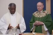 Cardinal Turkson concelebrates Mass with Iowa bishop at Des Moines cathedral (CNS photo/Kelly Mescher Collins) 
