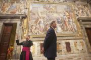 U.S. Secretary of State John Kerry tours the "Sala Regia," the "royal room" of the Vatican, Jan. 14 with Msgr. Jose Bettencourt, the Holy See's head of protocol. (CNS photo/Pablo Martinez Monsivais, pool via Reuters) (Jan. 14, 2014)