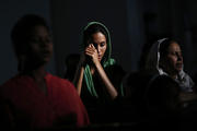 Catholic devotees pray during Good Friday liturgy in New Delhi. (CNS photo/ Anindito Mukherjee, Reuters)