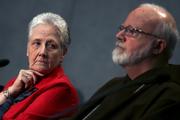 Marie Collins and Cardinal O'Malley, members of the Pontifical Commission for the Protection of Minors, at a Vatican briefing (CNS photo/Alessandro Bianchi, Reuters)