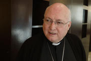 Bishop Rogelio Livieres Plano of the Diocese of Ciudad del Este, Paraguay, who was dismissed from post, pictured after interview in Rome. (CNS photo/Paul Haring)