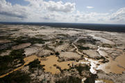 Area deforested by illegal gold mining seen in Peru. (Reuters photo)