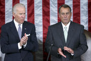 Vice President Joe Biden and House Speaker John Boehner shown during a joint session of Congress in 2013. (CNS photo/Gary Cameron, Reuters) 