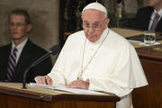 Pope Francis addresses a joint meeting of the U.S. Congress in the House Chamber on Capitol Hill in Washington Sept. 24. (CNS photo/Joshua Roberts) 