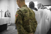 New Army chaplains attend a March 14 morning Mass in a small chapel at Fort Jackson in Columbia, S.C., where they are training at the U.S. Army's Chaplain Basic Officer Leader Course. (CNS photo/Chaz Muth) 