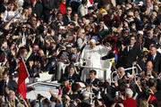 Pope Francis greets the crowd after celebrating the closing Mass of the jubilee Year of Mercy in St. Peter's Square at the Vatican Nov. 20. (CNS photo/Paul Haring)