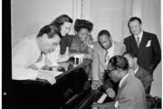 Mary Lou Williams, third from left, with friends in her New York apartment (photo: Alamy).