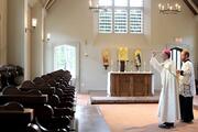 Bishop Peter J. Jugis of Charlotte, N.C., blesses the chapel inside the new St. Joseph College Seminary near Mount Holly, N.C., Sept. 15, 2020. Bishop Jugis has been a supporter of the Latin Mass in his diocese (CNS photo/SueAnn Howell, Catholic News Herald)