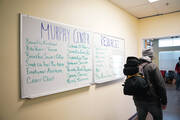A whiteboard with a list of services offered by the Murphy Center