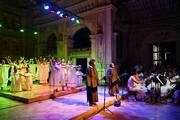 Members of Coro y Orquesta Misional San Xavier perform the opera “San Francisco Xavier” at the Church of San Xavier in the town of San Javier, Bolivia, on April 23. 2024.
