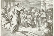 “Paul Preaches in Athens,” woodcut from a drawing by Julius Schnorr von Carolsfeld (1794-1872), via iStock/ZU_09