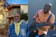 Monsignor Ray East, left, in front of St. Teresa of Avila Catholic Church in Washington, D.C.; Nathan East performs with Toto in Amsterdam on June 8, 2013 (photos: Nathan East/WENN Rights Ltd/Alamy)