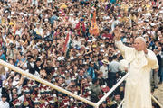 Pope John Paul II in Poland for World Youth Day 1991. (Wikimedia)