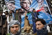 Supporters rally for presidential candidate Abdullah Abdullah before Afghan election. (Behrouz Mehri/AFP/Getty Images)