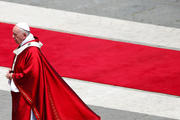 Pope Francis walks as he celebrates the Pentecost Mass in St. Peter's Square at the Vatican June 9, 2019. (CNS photo/Yara Nardi, Reuters)