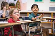 A second-grade Spanish class at Holy Name of Jesus Catholic School in Henderson, Ky., in March 2018. The school has 33 students registered as Hispanic for the 2018-19 academic year, up three from last year. (CNS photo/Tyler Orsburn)