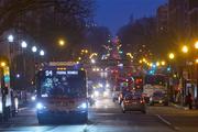 Metro bus makes it way down 16th street in in downtown Washington, Wednesday, March 16, 2016. (AP Photo/Pablo Martinez Monsivais)