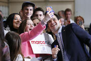 Republican presidential candidate, Sen. Marco Rubio, R-Fla., poses for a photograph at a campaign rally in Boise, Idaho, Sunday, March 6, 2016. (AP Photo/Paul Sancya)