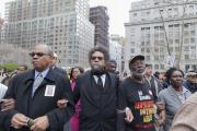 There are a few genuine public intellectuals among professors of religion, and Cornel West is chief among them. Here he is pictured, center, protesting against police brutality in New York City in 2015.