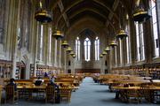 students in library