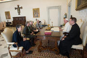 Pope Francis meets with representatives of the U.S. Leadership Conference of Women Religious in the Apostolic Palace at the Vatican April 16.