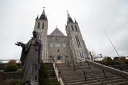 A statue of St. Isaac Jogues before the Martyr’s Shrine, Midland, Ont., Canada. Photo by Michael Swan.