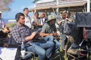 CORPORAL WORK. The actor and producer Eduardo Verastegui prepares for a scene in his new film, “Little Boy.” 