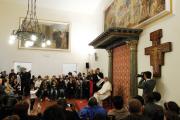 NAMESAKE. Pope Francis leads a meeting with the poor in the archbishop’s residence in Assisi, Italy, Oct. 4.