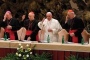 SYNODAL BLESSING. Pope Francis begins an event marking the 50th anniversary of the Synod of Bishops in Paul VI Hall at the Vatican on Oct. 17. The pope outlined his vision for a “listening church.” 