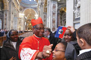 ELEVATION. Cardinal Chibly Langlois of Les Cayes, Haiti, greets guests after he was made a cardinal by Pope Francis at St. Peter’s Basilica on Feb. 22.