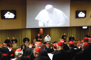 ￼CLUTCH OF CARDINALS. Cardinals discuss reform of the Roman Curia before the consistory on Feb. 14.