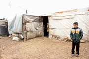 A MAKE-SHIFT LIFE. A young Syrian refugee in Lebanon in February. ￼